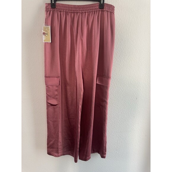Michael Kors pants Women's Solid Satin Cargo Zippered Pants Dusty Rose size M - Picture 10 of 15